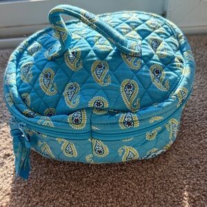 Vera Bradley Turquoise and Yellow Handle Cosmetic Bag